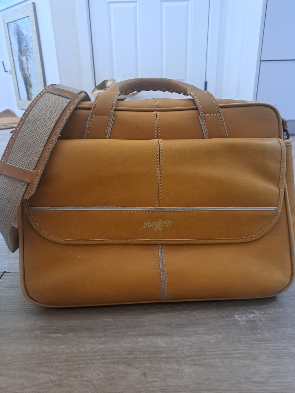 Rare, Vintage Rawlings Tan Leather Briefcase / Travel Bag